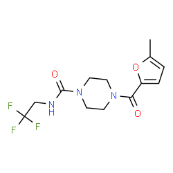 ChemSpider 2D Image | 4-(5-Methyl-2-furoyl)-N-(2,2,2-trifluoroethyl)-1-piperazinecarboxamide | C13H16F3N3O3