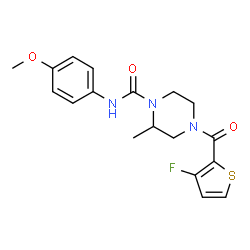 ChemSpider 2D Image | 4-[(3-Fluoro-2-thienyl)carbonyl]-N-(4-methoxyphenyl)-2-methyl-1-piperazinecarboxamide | C18H20FN3O3S