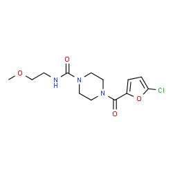 ChemSpider 2D Image | 4-(5-Chloro-2-furoyl)-N-(2-methoxyethyl)-1-piperazinecarboxamide | C13H18ClN3O4