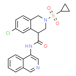 ChemSpider 2D Image | 6-Chloro-2-(cyclopropylsulfonyl)-N-(4-isoquinolinyl)-1,2,3,4-tetrahydro-4-isoquinolinecarboxamide | C22H20ClN3O3S