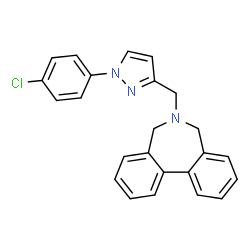 ChemSpider 2D Image | 6-{[1-(4-Chlorophenyl)-1H-pyrazol-3-yl]methyl}-6,7-dihydro-5H-dibenzo[c,e]azepine | C24H20ClN3