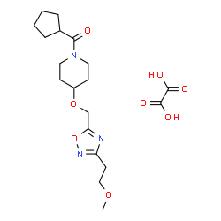ChemSpider 2D Image | Cyclopentyl(4-{[3-(2-methoxyethyl)-1,2,4-oxadiazol-5-yl]methoxy}-1-piperidinyl)methanone ethanedioate (1:1) | C19H29N3O8