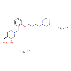ChemSpider 2D Image | Formic acid - (3S,4R)-4-(hydroxymethyl)-1-{2-[4-(4-morpholinyl)butoxy]benzyl}-3-piperidinol (2:1) | C23H38N2O8