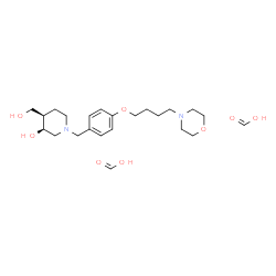 ChemSpider 2D Image | Formic acid - (3S,4R)-4-(hydroxymethyl)-1-{4-[4-(4-morpholinyl)butoxy]benzyl}-3-piperidinol (2:1) | C23H38N2O8