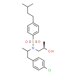 ChemSpider 2D Image | N-[1-(4-Chlorophenyl)-2-propanyl]-N-[(2R)-2-hydroxypropyl]-4-(3-methylbutyl)benzenesulfonamide | C23H32ClNO3S