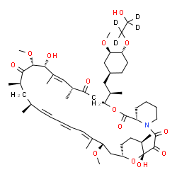 ChemSpider 2D Image | (1R,9S,12S,15R,16E,18R,19R,21R,23S,30S,32S,35R)-1,18-Dihydroxy-12-{(2R)-1-[(1S,3R,4R)-4-{[2-hydroxy(~2~H_4_)ethyl]oxy}-3-methoxycyclohexyl]-2-propanyl}-19,30-dimethoxy-15,17,21,23,29,35-hexamethyl-11,
36-dioxa-4-azatricyclo[30.3.1.0~4,9~]hexatriaconta-16,24,26,28-tetraene-2,3,10,14,20-pentone | C53H79D4NO14