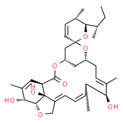 ChemSpider 2D Image | (1'R,2S,4'S,5S,6R,8'R,12'S,13'S,14'Z,16'E,20'R,21'R,24'S)-6-[(2S)-2-Butanyl]-12',21',24'-trihydroxy-5,11',13',22'-tetramethyl-5,6-dihydro-2'H-spiro[pyran-2,6'-[3,7,19]trioxatetracyclo[15.6.1.1~4,8~.0~
20,24~]pentacosa[10,14,16,22]tetraen]-2'-one | C34H48O8