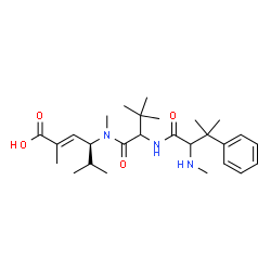 ChemSpider 2D Image | N,beta,beta-Trimethylphenylalanyl-N-[(3S,4E)-5-carboxy-2-methyl-4-hexen-3-yl]-N,3-dimethylvalinamide | C27H43N3O4