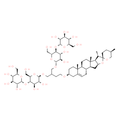 ChemSpider 2D Image | 2-({[4-O-(alpha-D-Glucopyranosyl)-beta-D-glucopyranosyl]oxy}methyl)-4-[(3beta,25R)-spirost-5-en-3-yloxy]butyl 4-O-alpha-D-glucopyranosyl-beta-D-glucopyranoside | C56H92O25