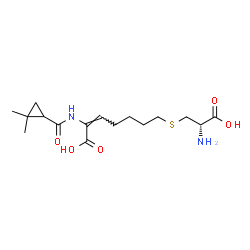 ChemSpider 2D Image | (2E)-7-{[(2S)-2-Amino-2-carboxyethyl]sulfanyl}-2-{[(2,2-dimethylcyclopropyl)carbonyl]amino}-2-heptenoic acid | C16H26N2O5S