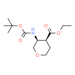 ChemSpider 2D Image | Ethyl (3S,4S)-3-({[(2-methyl-2-propanyl)oxy]carbonyl}amino)tetrahydro-2H-pyran-4-carboxylate | C13H23NO5