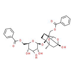 ChemSpider 2D Image | [(1S,3S,5S,6R,8S)-3-{[(3xi)-6-O-Benzoyl-beta-D-ribo-hexopyranosyl]oxy}-6-hydroxy-8-methyl-9,10-dioxatetracyclo[4.3.1.0~2,5~.0~3,8~]dec-2-yl]methyl benzoate | C30H32O12