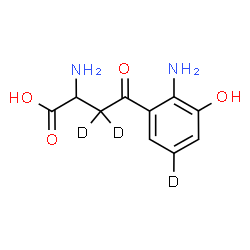 ChemSpider 2D Image | 2-Amino-4-[2-amino-3-hydroxy(5-~2~H)phenyl]-4-oxo(3,3-~2~H_2_)butanoic acid | C10H9D3N2O4