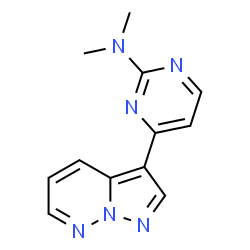 ChemSpider 2D Image | N,N-Dimethyl-4-(pyrazolo[1,5-b]pyridazin-3-yl)-2-pyrimidinamine | C12H12N6