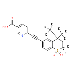 ChemSpider 2D Image | 6-({4,4-Bis[(~2~H_3_)methyl]-1,1-dioxido(2,2-~2~H_2_)-3,4-dihydro-2H-thiochromen-6-yl}ethynyl)nicotinic acid | C19H9D8NO4S