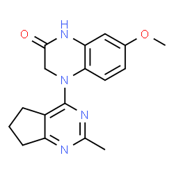 ChemSpider 2D Image | 7-Methoxy-4-(2-methyl-6,7-dihydro-5H-cyclopenta[d]pyrimidin-4-yl)-3,4-dihydro-2(1H)-quinoxalinone | C17H18N4O2