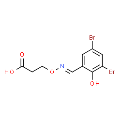 ChemSpider 2D Image | 3-{[(E)-(3,5-Dibromo-2-hydroxybenzylidene)amino]oxy}propanoic acid | C10H9Br2NO4