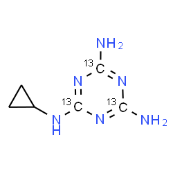 ChemSpider 2D Image | N~2~-Cyclopropyl(~13~C_3_)-1,3,5-triazine-2,4,6-triamine | C313C3H10N6