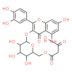 ChemSpider 2D Image | 2-(3,4-Dihydroxyphenyl)-5,7-dihydroxy-4-oxo-4H-chromen-3-yl 6-O-(carboxyacetyl)hexopyranoside | C24H22O15