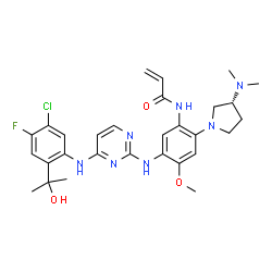ChemSpider 2D Image | N-{5-[(4-{[5-Chloro-4-fluoro-2-(2-hydroxy-2-propanyl)phenyl]amino}-2-pyrimidinyl)amino]-2-[(3R)-3-(dimethylamino)-1-pyrrolidinyl]-4-methoxyphenyl}acrylamide | C29H35ClFN7O3