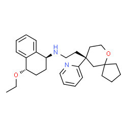 ChemSpider 2D Image | (1S,4S)-4-Ethoxy-N-{2-[(9R)-9-(2-pyridinyl)-6-oxaspiro[4.5]dec-9-yl]ethyl}-1,2,3,4-tetrahydro-1-naphthalenamine | C28H38N2O2