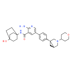 ChemSpider 2D Image | 2-Amino-N-(4-hydroxybicyclo[2.2.2]oct-1-yl)-5-{4-[(1R,5S)-3-(tetrahydro-2H-pyran-4-yl)-3-azabicyclo[3.1.0]hex-1-yl]phenyl}nicotinamide | C30H38N4O3