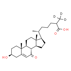 ChemSpider 2D Image | (3beta)-3-Hydroxy-7-oxo(27,27,27-~2~H_3_)cholest-5-en-26-oic acid | C27H39D3O4