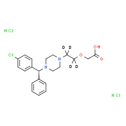 ChemSpider 2D Image | {[2-{4-[(R)-(4-Chlorophenyl)(phenyl)methyl]-1-piperazinyl}(~2~H_4_)ethyl]oxy}acetic acid dihydrochloride | C21H23D4Cl3N2O3