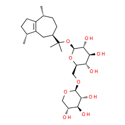 ChemSpider 2D Image | 2-[(3R,5R,8R)-3,8-Dimethyl-1,2,3,4,5,6,7,8-octahydro-5-azulenyl]-2-propanyl 6-O-beta-D-xylopyranosyl-beta-D-glucopyranoside | C26H44O10
