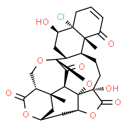 ChemSpider 2D Image | (1R,2S,5S,8S,9S,14R,15R,17R,18S,21S,24R,26S,27R)-14-Chloro-5,15-dihydroxy-2,9,26-trimethyl-3,19,23,28-tetraoxaoctacyclo[16.9.1.1~18,27~.0~1,5~.0~2,24~.0~8,17~.0~9,14~.0~21,26~]nonacos-11-ene-4,10,22,2
9-tetrone | C28H31ClO10