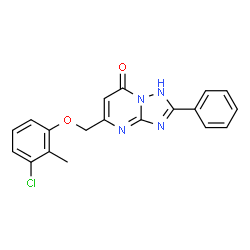 ChemSpider 2D Image | 5-[(3-Chloro-2-methylphenoxy)methyl]-2-phenyl[1,2,4]triazolo[1,5-a]pyrimidin-7(1H)-one | C19H15ClN4O2