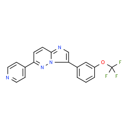 ChemSpider 2D Image | 6-(4-Pyridinyl)-3-[3-(trifluoromethoxy)phenyl]imidazo[1,2-b]pyridazine | C18H11F3N4O