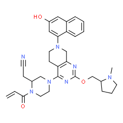 ChemSpider 2D Image | (1-Acryloyl-4-{7-(3-hydroxy-1-naphthyl)-2-[(1-methyl-2-pyrrolidinyl)methoxy]-5,6,7,8-tetrahydropyrido[3,4-d]pyrimidin-4-yl}-2-piperazinyl)acetonitrile | C32H37N7O3