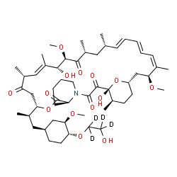 ChemSpider 2D Image | (1R,9S,12S,15R,16E,18R,19R,21R,23S,24E,26E,28Z,30S,32S,35R)-1,18-Dihydroxy-12-{(2R)-1-[(1S,3R,4R)-4-{[2-hydroxy(~2~H_4_)ethyl]oxy}-3-methoxycyclohexyl]-2-propanyl}-19,30-dimethoxy-15,17,21,23,29,35-he
xamethyl-11,36-dioxa-4-azatricyclo[30.3.1.0~4,9~]hexatriaconta-16,24,26,28-tetraene-2,3,10,14,20-pentone | C53H79D4NO14