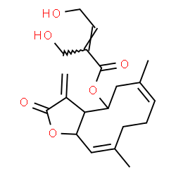 ChemSpider 2D Image | (6Z,10Z)-6,10-Dimethyl-3-methylene-2-oxo-2,3,3a,4,5,8,9,11a-octahydrocyclodeca[b]furan-4-yl (2E)-4-hydroxy-2-(hydroxymethyl)-2-butenoate | C20H26O6