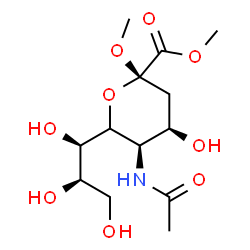ChemSpider 2D Image | Dimethyl 5-acetamido-3,5-dideoxy-6-[(1R,2R)-1,2,3-trihydroxypropyl]-alpha-L-erythro-hex-2-ulopyranosidonate | C13H23NO9