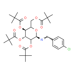 ChemSpider 2D Image | N-(4-Chlorobenzylidene)-2,3,4,6-tetrakis-O-(2,2-dimethylpropanoyl)-alpha-L-threo-hexopyranosylamine | C33H48ClNO9