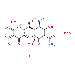 ChemSpider 2D Image | (4S,4aR,5S,5aS,6S,12aS)-4-(Dimethylamino)-3,5,6,10,12,12a-hexahydroxy-6-methyl-1,11-dioxo-1,4,4a,5,5a,6,11,12a-octahydro-2-tetracenecarboxamide dihydrate | C22H28N2O11