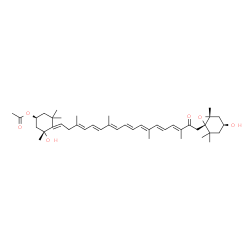 ChemSpider 2D Image | (3S,3'S,5R,5'R,6S)-3,5'-Dihydroxy-8-oxo-5,5',6,7,8,8'-hexahydro-5,6-epoxy-beta,beta-caroten-3'-yl acetate | C42H60O6