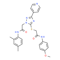ChemSpider 2D Image | 2-{[1-{2-[(2,4-Dimethylphenyl)amino]-2-oxoethyl}-3-(4-pyridinyl)-1H-1,2,4-triazol-5-yl]sulfanyl}-N-(4-methoxyphenyl)acetamide | C26H26N6O3S