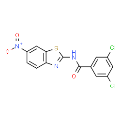 ChemSpider 2D Image | 3,5-Dichloro-N-(6-nitro-1,3-benzothiazol-2-yl)benzamide | C14H7Cl2N3O3S