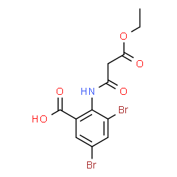 ChemSpider 2D Image | 3,5-Dibromo-2-[(3-ethoxy-3-oxopropanoyl)amino]benzoic acid | C12H11Br2NO5