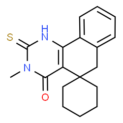 ChemSpider 2D Image | 3-Methyl-2-thioxo-2,3-dihydro-1H-spiro[benzo[h]quinazoline-5,1'-cyclohexan]-4(6H)-one | C18H20N2OS