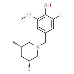 ChemSpider 2D Image | 4-{[(3R,5S)-3,5-Dimethyl-1-piperidinyl]methyl}-2-iodo-6-methoxyphenol | C15H22INO2