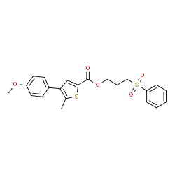 ChemSpider 2D Image | 3-(Phenylsulfonyl)propyl 4-(4-methoxyphenyl)-5-methyl-2-thiophenecarboxylate | C22H22O5S2