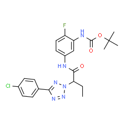 ChemSpider 2D Image | 2-Methyl-2-propanyl [5-({2-[5-(4-chlorophenyl)-2H-tetrazol-2-yl]butanoyl}amino)-2-fluorophenyl]carbamate | C22H24ClFN6O3