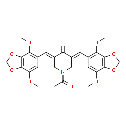 ChemSpider 2D Image | (3E,5E)-1-Acetyl-3,5-bis[(4,7-dimethoxy-1,3-benzodioxol-5-yl)methylene]-4-piperidinone | C27H27NO10
