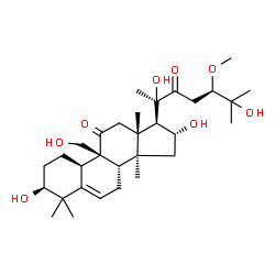 ChemSpider 2D Image | (1S,4R,9beta,16alpha,24R)-1,16,20,25-Tetrahydroxy-9-(hydroxymethyl)-24-methoxy-10,14-dimethyl-4,9-cyclo-9,10-secocholest-5-ene-11,22-dione | C31H50O8