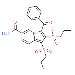 ChemSpider 2D Image | 3-Benzoyl-1,2-bis(propylsulfonyl)-6-indolizinecarboxamide | C22H24N2O6S2