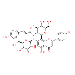 ChemSpider 2D Image | (1S)-1,5-Anhydro-1-[7-(beta-D-glucopyranosyloxy)-5-hydroxy-2-(4-hydroxyphenyl)-4-oxo-4H-chromen-8-yl]-2-O-[(2E)-3-(4-hydroxyphenyl)-2-propenoyl]-D-glucitol | C36H36O17